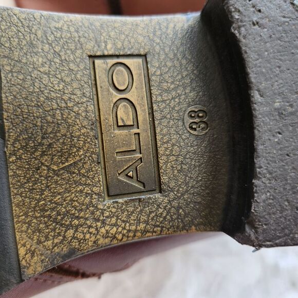 Aldos brown leather riding boots - Picture 4 of 16